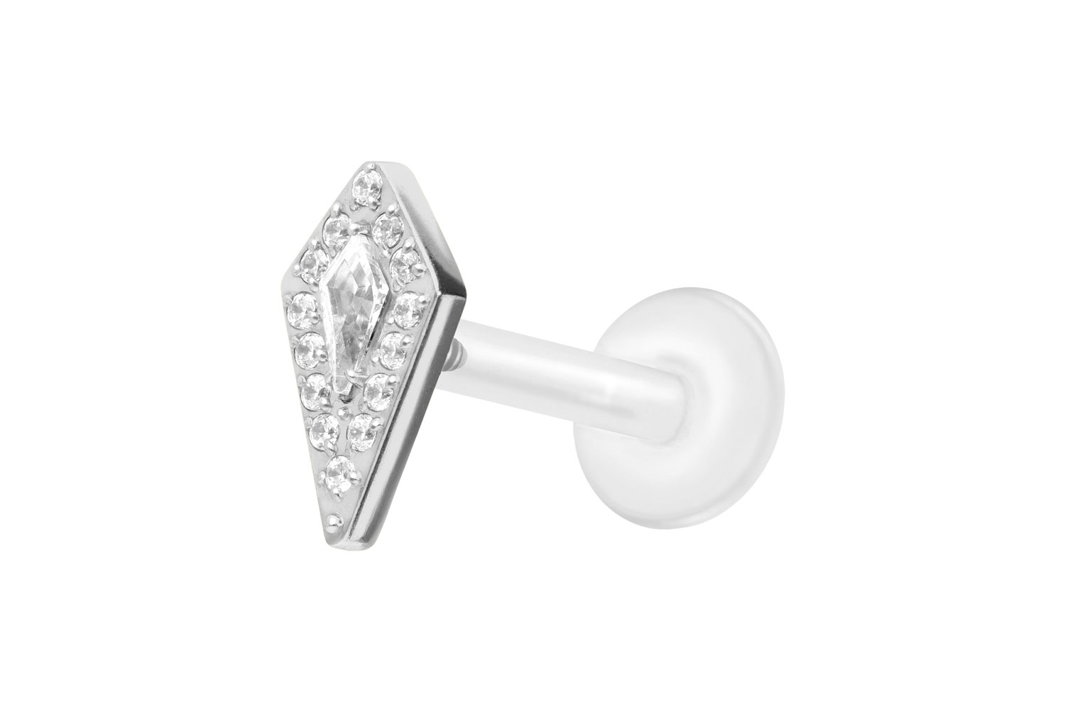 PTFE Labret Piercing mit Innengewinde + Titan-Aufsatz KRISTALLSCHILD